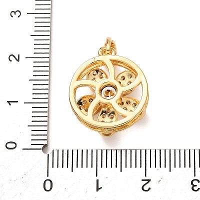 Brass Micro Pave Clear Cubic Zirconia Pendants CU-CBA959F-03D-G-1