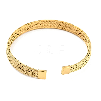 304 Stainless Steel Wire Mesh Cuff Bangles for Women BJEW-D022-01B-G-1