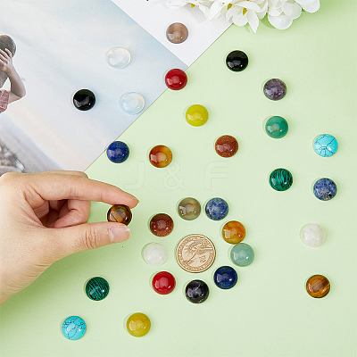 30Pcs 15 Styles Natural & Synthetic Mixed Gemstone Cabochons G-FH0001-89-1
