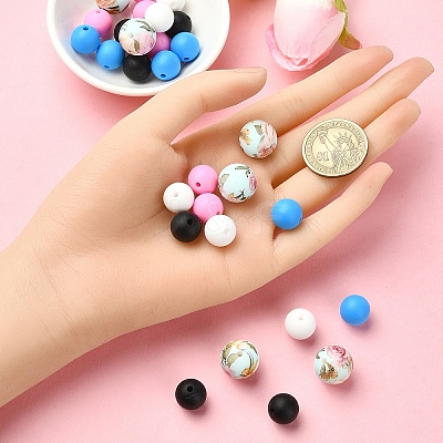 30Pcs 5 Colors Food Grade Eco-Friendly Silicone Focal Beads SIL-YW0001-24A-1
