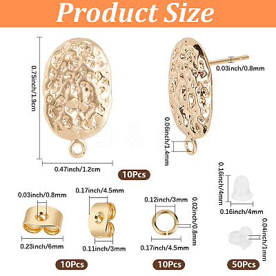 10Pcs Rack Plating Brass Stud Earring Findings KK-CN0003-34-1
