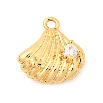 Brass Micro Pave Cubic Zirconia Charms KK-C117-02B-G-1