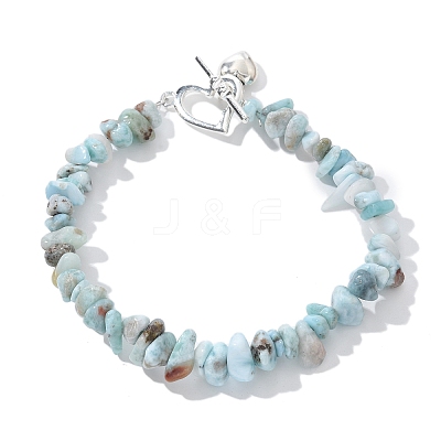 Natural Larimar Beaded Bracelets X-BJEW-JB02681-01-1