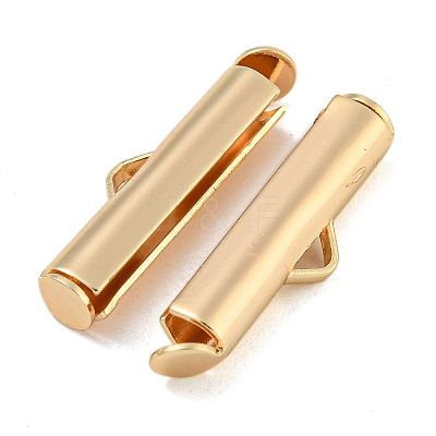 Brass Slide On End Clasp Tubes KK-N254-119G-03-1
