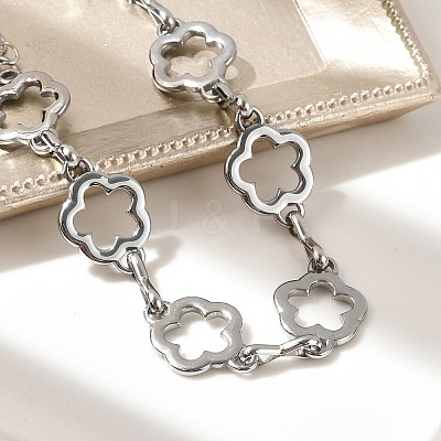 304 Stainless Steel Flower Link Chains Bracelets for Men & Women BJEW-D042-42P-1