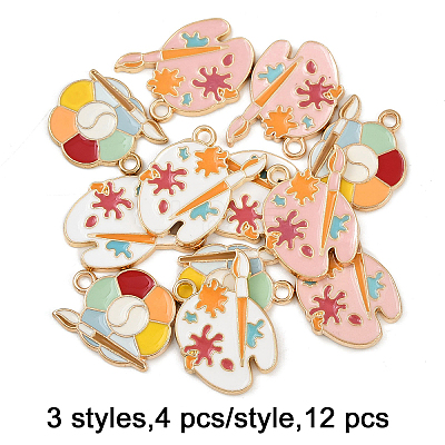 12Pcs 3 Styles Alloy Enamel Pendants FIND-FP0002-99-1