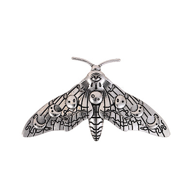 Moon Phase Moth Alloy Brooch Pin JEWB-Z031-06AS-1