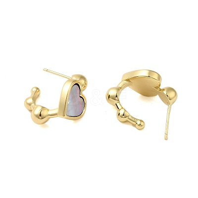 Shell Heart Stud Earrings EJEW-K287-01G-13-1
