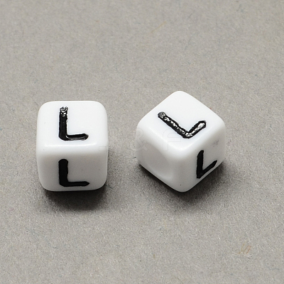 Large Hole Acrylic Letter European Beads SACR-Q103-6mm-01L-1