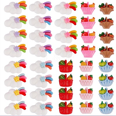 40Pcs 10 Style Resin Cabochons RESI-SZ0001-37-1