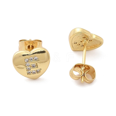 Rack Plating Brass Micro Pave Clear Cubic Zirconia Stud Earrings EJEW-K299-01G-E-1