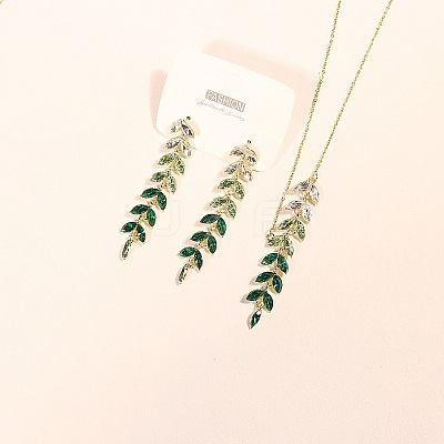 Wheat Alloy Gradient Color Cubic Zirconia Pendant Necklace & Stud Earring FS-WGBA5F1-03-1