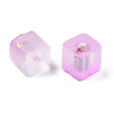 Frosted Glass Beads with Golden Glitter Powder LS-DGLA-NH001-8mm-01I-1