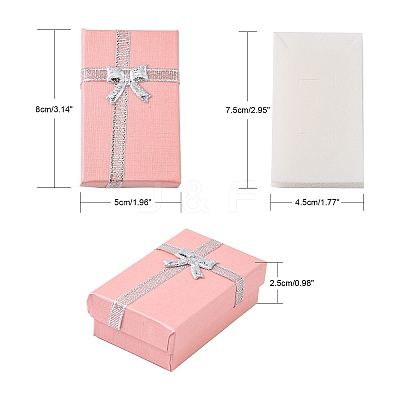 Valentines Day Wife Gifts Packages Cardboard Jewelry Set Boxes with Bowknot and Sponge Inside CBOX-R013-4-1