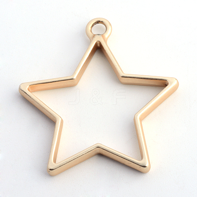 Rack Plating Alloy Star Open Back Bezel Pendants X-PALLOY-S047-40C-FF-1