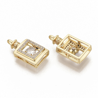 Brass Micro Pave Clear Cubic Zirconia Pendants ZIRC-T011-17G-NF-1