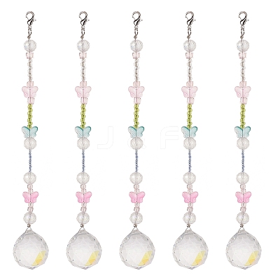 Teardrop & Butterfly Glass Suncatchers HJEW-JM00847-1