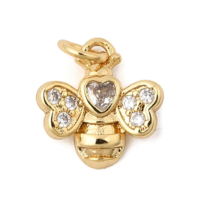 Brass Micro Pave Clear Cubic Zirconia Pendants KK-H267-077G-01-1