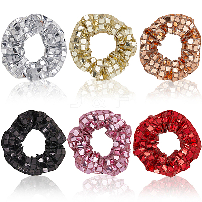 6Pcs 6 Colors Polyester Elastic Hair Accessories AJEW-CN0003-81-1