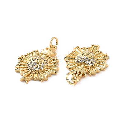 Rack Plating Brass Micro Pave Cubic Zirconia Pendants KK-C008-29G-1