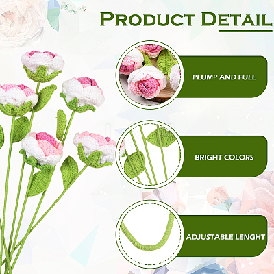 6Pcs Crochet Polyester Artificial Flower AJEW-SC0031-27-1