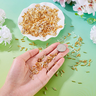 3300Pcs 3 Colors Plated Glass Bugle Beads SEED-TA0001-56-1