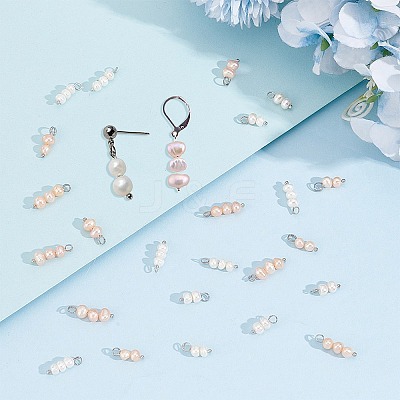 4 Sets 2 Colors Natural Cultured Freshwater Pearl Pendants FIND-AR0004-60-1
