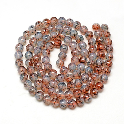 Baking Paint Glass Beads Strands X-DGLA-Q023-8mm-DB52-1