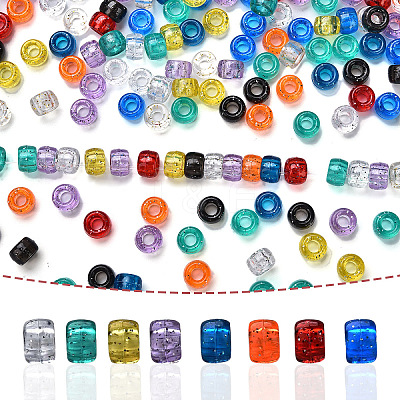 1200Pcs 10 Colors Transparent Plastic Beads KY-YW0001-83-1