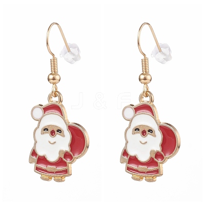 Christmas Theme Alloy Enamel Dangle Earrings Sets EJEW-JE04512-1