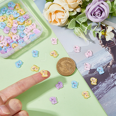 80Pcs 4 Colors Opaque Resin Cabochons CRES-FH0001-18-1