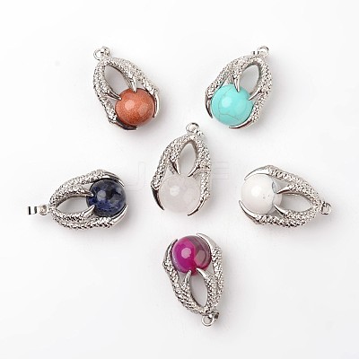 Eagle Claw Alloy Natural & Synthetic Mixed Stone Pendants G-L455-A-1