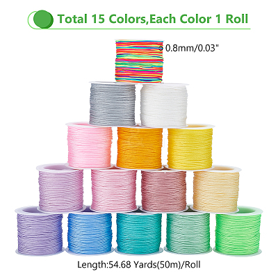 15 Rolls 15 Colors Chinlon Thread OCOR-WR0001-39-1