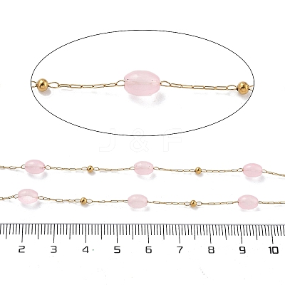 Natural Dyed Jade & 304 Stainless Steel Beads Link Chains CHS-K021-08B-01-1