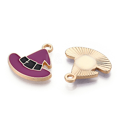 Light Gold Plated Alloy Enamel Pendants ENAM-T009-33B-1