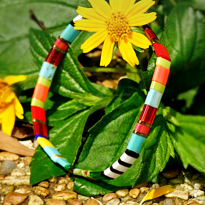 Boho Rainbow Glass Tile Tube Beaded Stretch Bracelets for Women MR7920-1