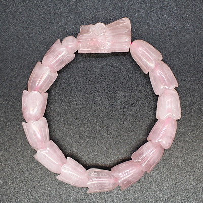 Natural Rose Quartz Beads Stretch Bracelets for Men PW-WG4D073-05-1
