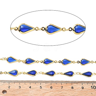 Brass Glass Teardrop Link Chains CHC-R001-04G-04-1