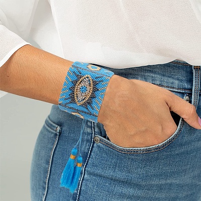 Friendship Eye Loom Pattern Seed Beads Bracelets for Women BJEW-Z013-15C-1