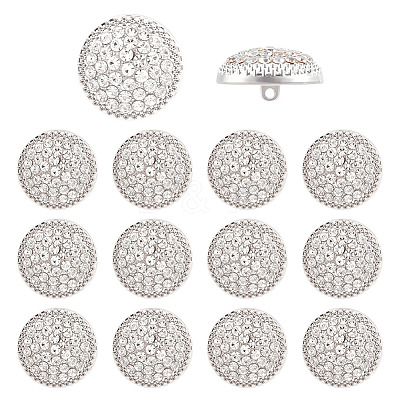 14Pcs 1-Hole Alloy Glass Shank Buttons BUTT-MA0001-16A-S-1