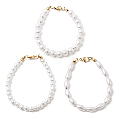 Plastic Pearl Beaded Bracelets for Women BJEW-L716-01G-1
