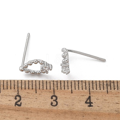 Brass Glass Stud Earrings EJEW-Q014-22P-1