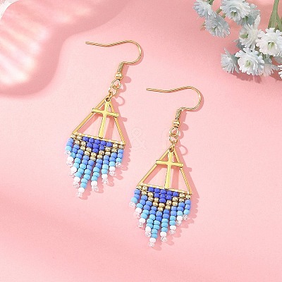 Glass Beads Braided Dangle Earrings EJEW-MZ00786-1
