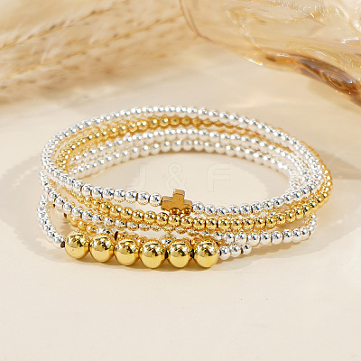 Brass Round Beaded Stretch Bracelet Sets YD0023-1