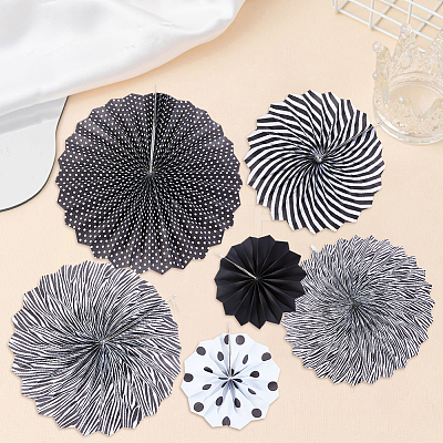 6Pcs Paper Fans Flower for Wedding Birthday Carnival Welcome Party Decorations AJEW-GF0013-45B-1