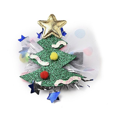Christmas Theme Glitter Felt Fabric Alligator Hair Clip LS-PHAR-U002-01G-1