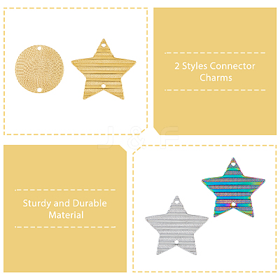 24Pcs 6 Styles 304 Stainless Steel Connector Charms STAS-DC0014-28-1