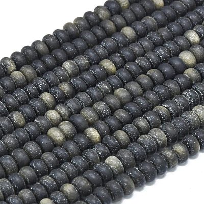 Natural Golden Sheen Obsidian Beads Strands G-P575-A29-6x4mm-1