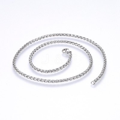 Non-Tarnish 304 Stainless Steel Wheat Chain Necklaces NJEW-F227-05P-01-1