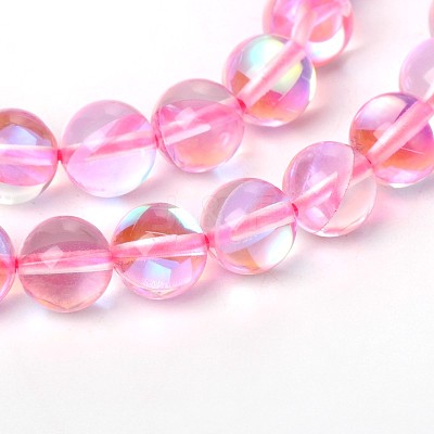 Synthetical Moonstone Round Beads Strands G-M049-8mm-02I-1